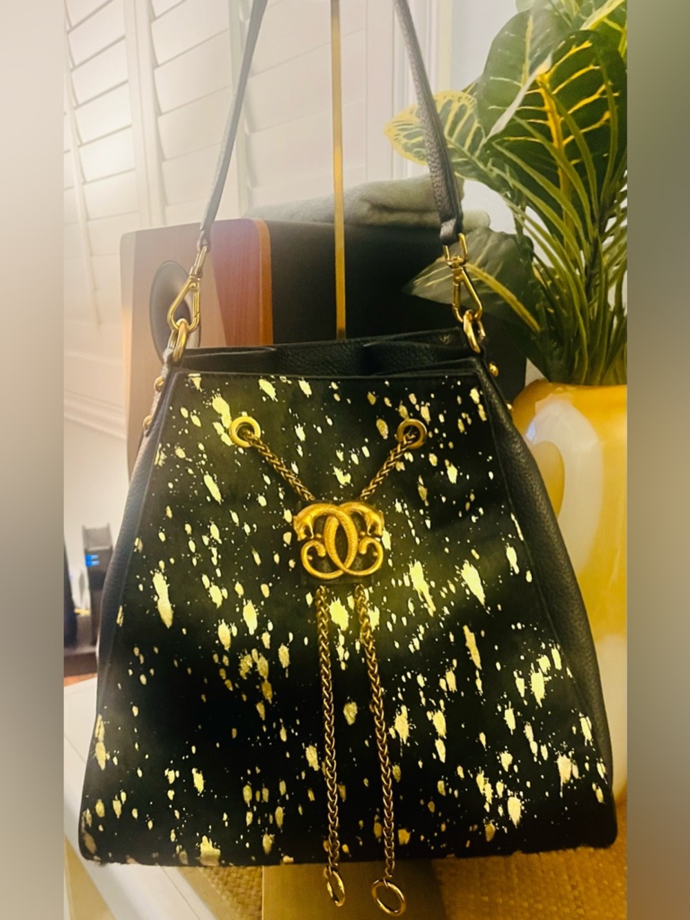 EUC Sharif Legacy calf hair Leather Drawstring Shoulder Bag